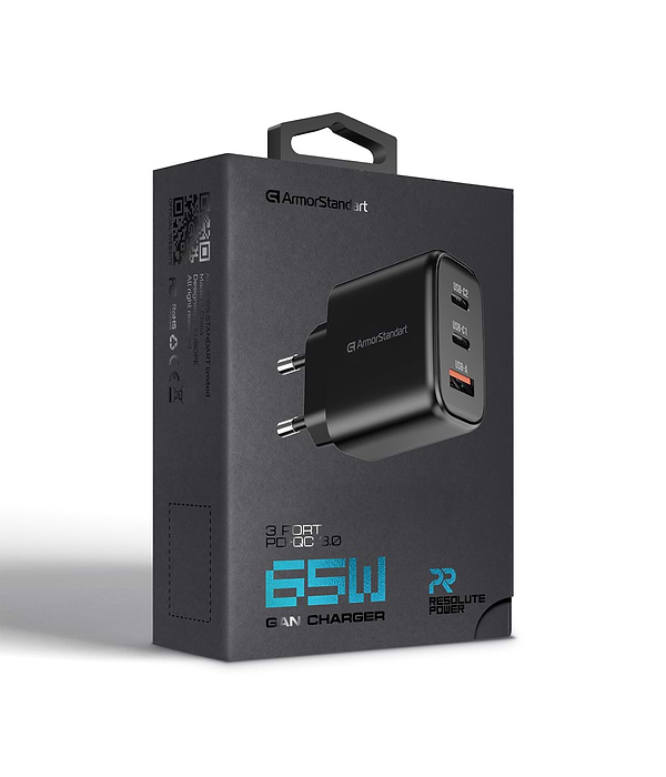 Фото - Мережевий зарядний пристрій Armorstandart Resolute Power ARP-621 65W GaN Black (ARM70023)