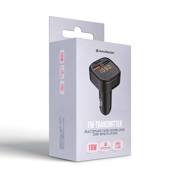 Фото - FM модулятор Armorstandart ASF1 18W QC3.0 2xUSB Black (ARM82826)