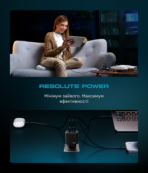 Фото - Мережевий зарядний пристрій Armorstandart Resolute Power ARP-621 65W GaN Black (ARM70023)