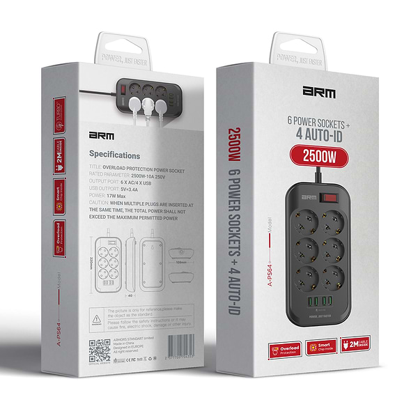 Фото - Сетевой фильтр Armorstandart A-PS64 2m Black (ARM70435)