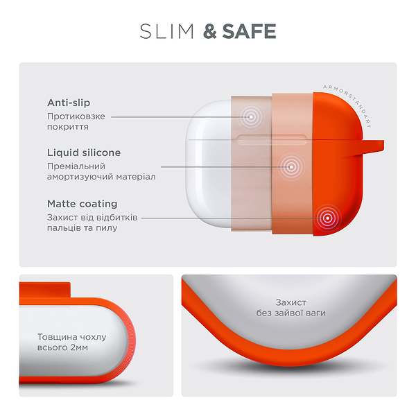 Фото - Уценка - Чехол для наушников Armorstandart Hang Case for Apple AirPods Pro 3 Orange (ARM88278)