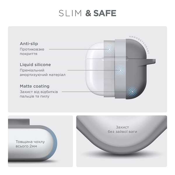 Фото - Чехол для наушников Armorstandart Hang Case for Apple AirPods 4 Light Grey (ARM81284)