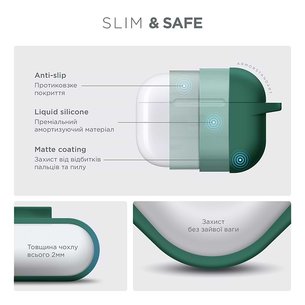 Фото - Чехол для наушников Armorstandart Hang Case for Apple AirPods Pro 3 Needle Green (ARM88279)