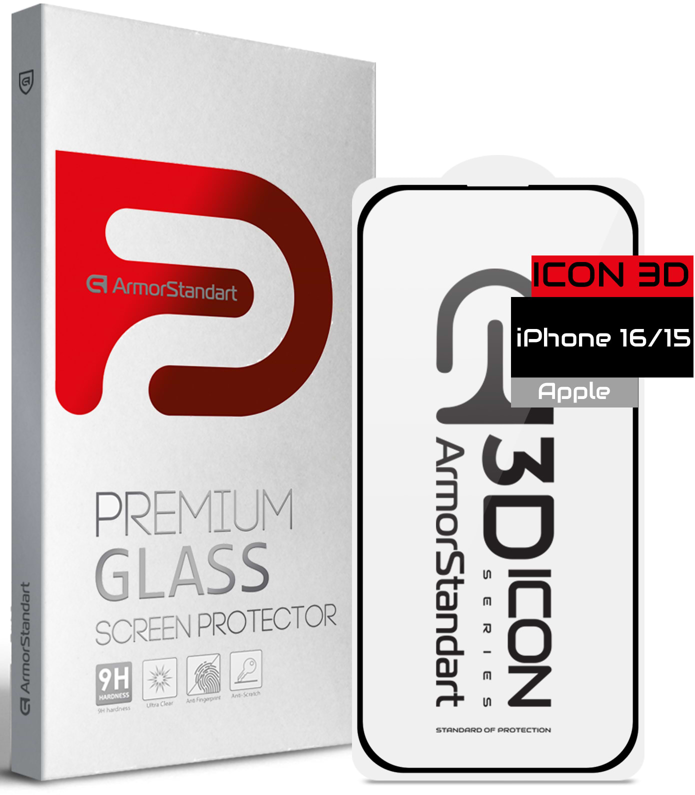Защитное стекло для смартфона ArmorStandart Icon 3D for Apple iPhone 16 / 15 (ARM78027)