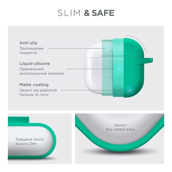 Фото - Чехол для наушников Armorstandart Hang Case for Apple AirPods 4 Mint Green (ARM81287)