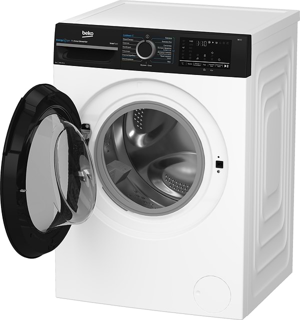 Фото - Комплект техники Beko Стиральная машина с фронтальной загрузкой + Сушильная машина + Комплект креплений для установки в колонну Beko BM3WFSU48435WPBB2 + BM3T48239WPBB2 + PSKS