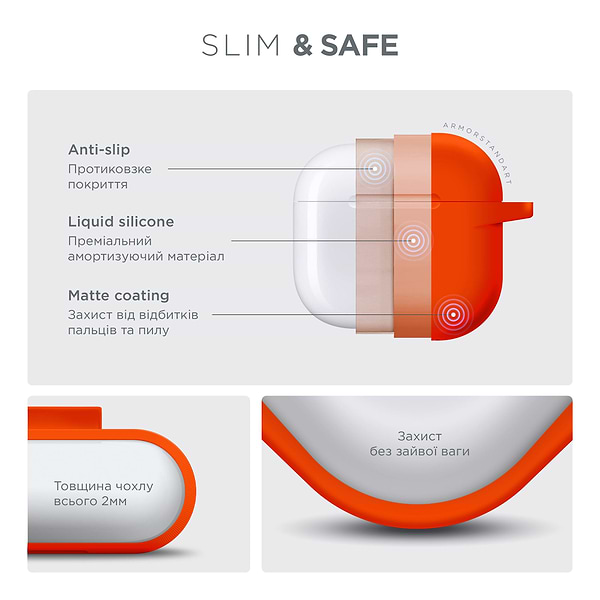 Фото - Чехол для наушников Armorstandart Hang Case for Apple AirPods 4 Orange (ARM81288)