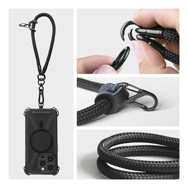 Фото - Ремінець для смартфону Armorstandart S-Rope Black Onyx with Dark holder (ARM76103)