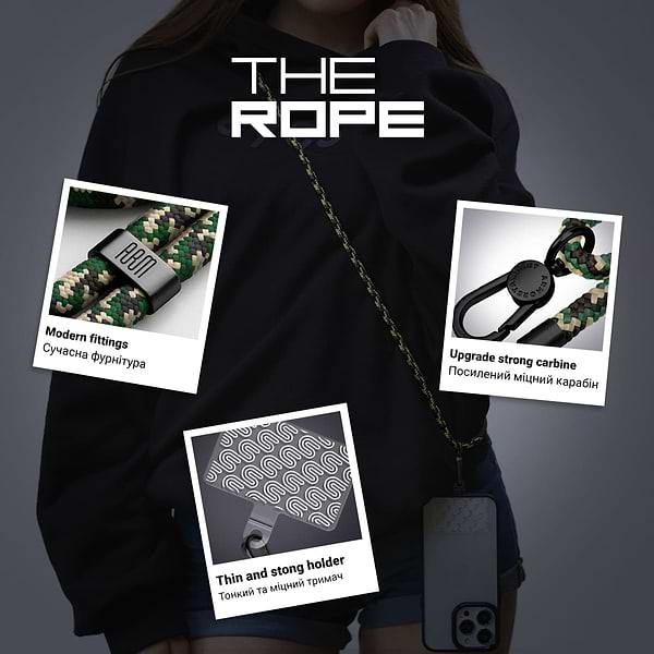 Фото - Ремешок для смартфона Armorstandart Rope Black Military with Clear holder (ARM76092)