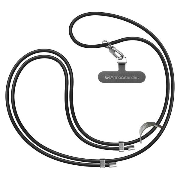 Фото - Ремінець для смартфону Armorstandart Silicone Rope Titanium Black with Grey holder (ARM76273) Фото - Ремінець для смартфону Armorstandart Silicone Rope Titanium Black with Grey holder (ARM76273)
