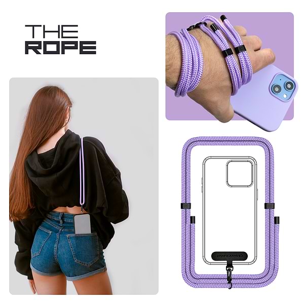 Фото - Ремінець для смартфону Armorstandart Rope Black Lavander with Dark holder (ARM67197)