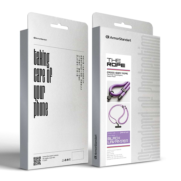 Фото - Ремінець для смартфону Armorstandart Rope Black Lavander with Dark holder (ARM67197)