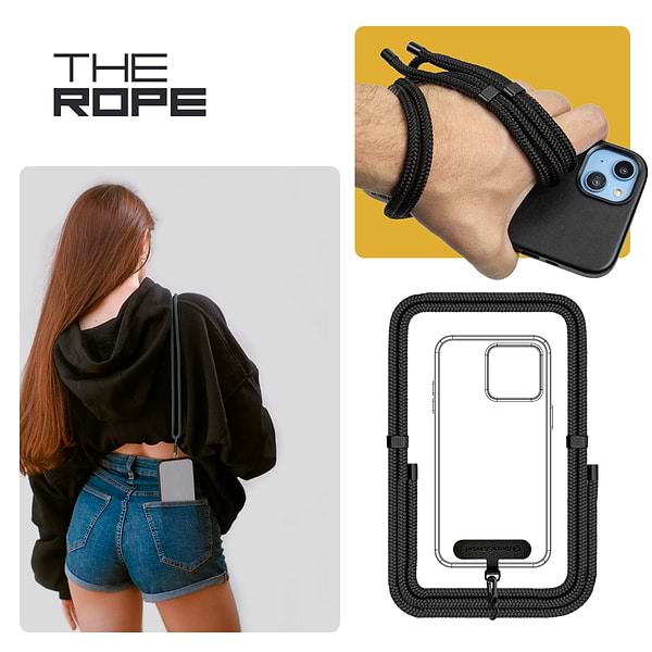 Фото - Ремінець для смартфону Armorstandart Rope Black Onyx with Dark holder (ARM67195)