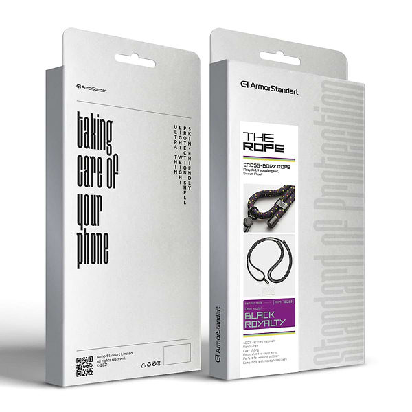 Фото - Ремінець для смартфону Armorstandart Rope Black Royalty with Clear holder (ARM76093)