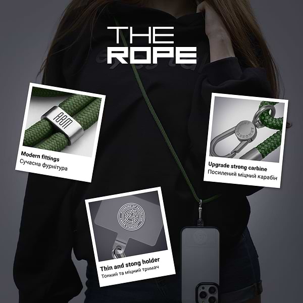 Фото - Ремінець для смартфону Armorstandart Rope Titanium Fern with Clear holder (ARM76102)