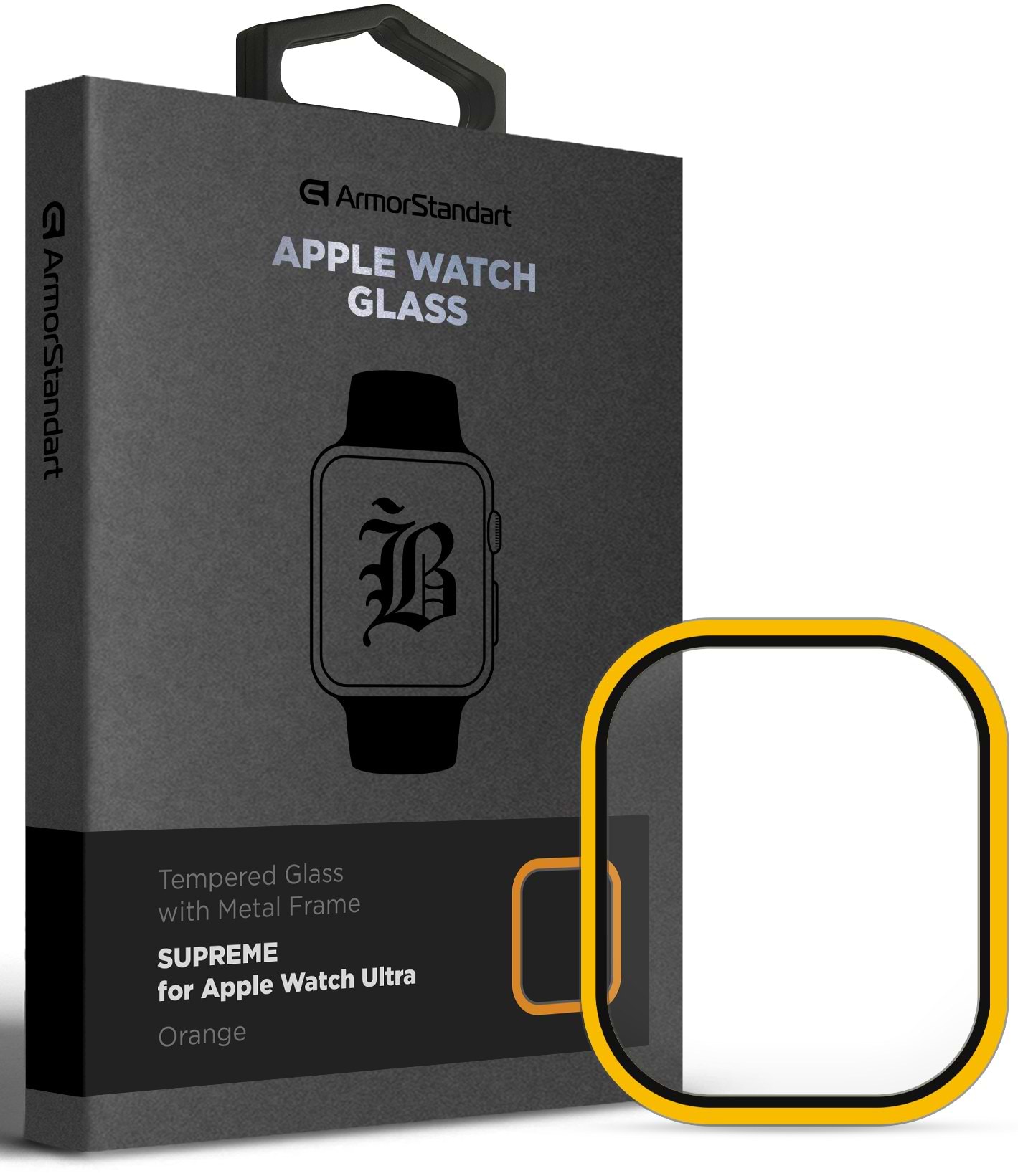 Захисне скло для смарт-годинника Armorstandart Supreme BI Metal Frame for Apple Watch Ultra 49 mm Orange (ARM78300) - Фото 1