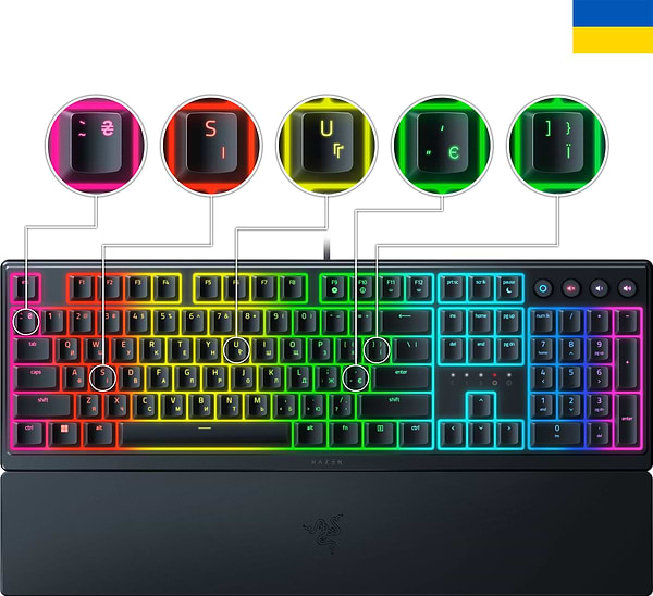 Фото - Клавиатура проводная игровая Razer Ornata V3 UKR USB Black (RZ03-04462100-R371)