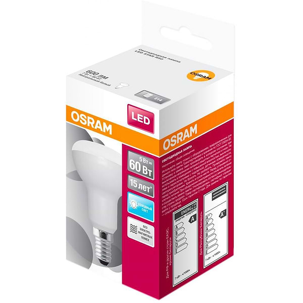 Фото - Лампочка світлодіодна Osram LED STAR E14 7-70W 4000K 220V R50 (4058075282575)