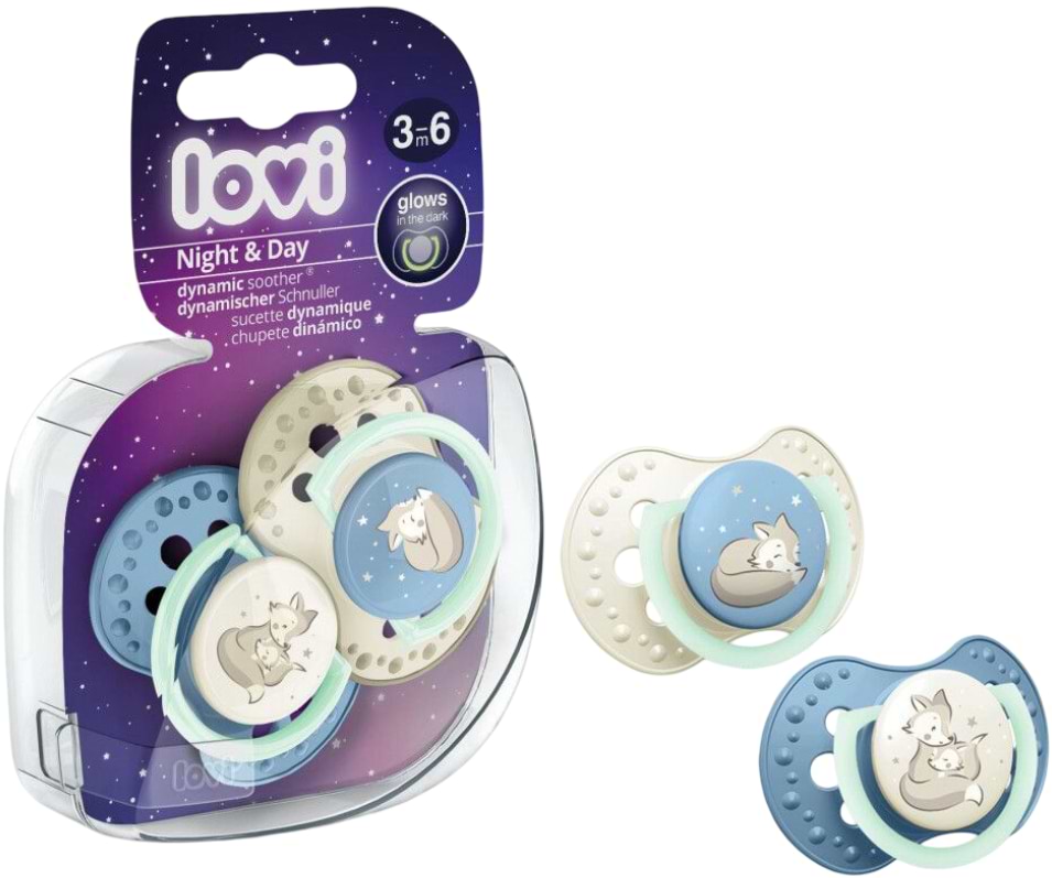 Динамічна пустушка Lovi 3-6 м-ців 2 шт. Night&Day Boy (22/914boy) - Фото 1