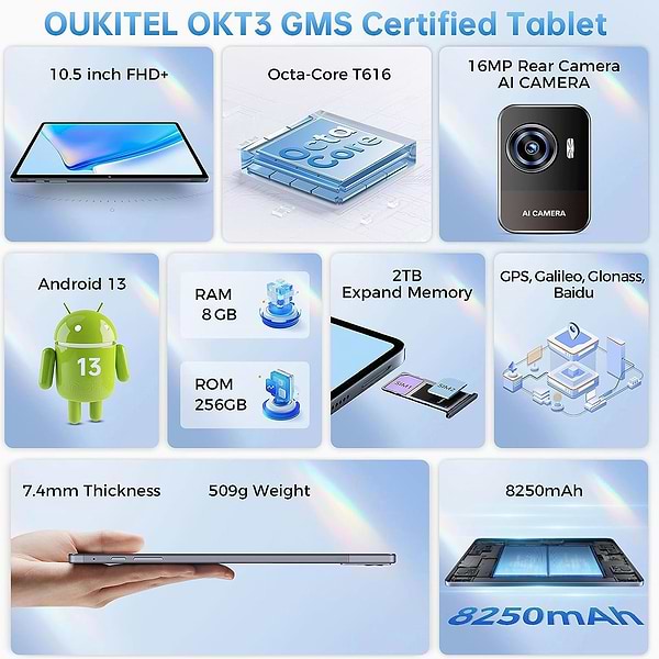 Фото - Планшет OUKITEL OKT3 10.51'' FHD 8/256Gb LTE Blue