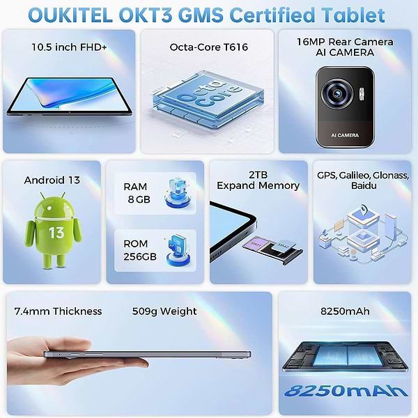 Фото - Планшет OUKITEL OKT3 10.51'' FHD 8/256Gb LTE Grey