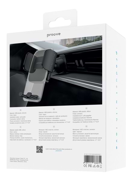 Фото - Автотримач Proove Crystal Clamp Plus Air Outlet Car Mount black (CHCCP0000001)
