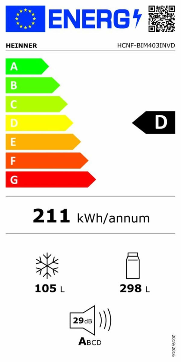 Фото - Холодильник встраиваемый Heinner HCNF-BIM403INVD