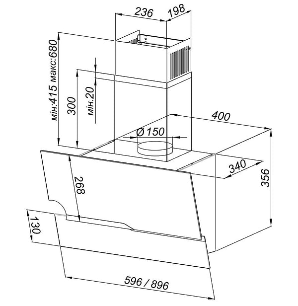 Фото - Витяжка декоративна Best Chef Wave 900 Black 60 (OZET60JFPK.S3.MC.KSB.NS_BST)