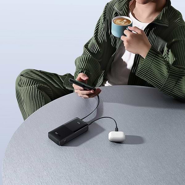 Фото - Батарея мобільна Baseus Bipow 2 Digital Display 10000mAh 20W with Built-in USB-C Black (P10077101113-00)