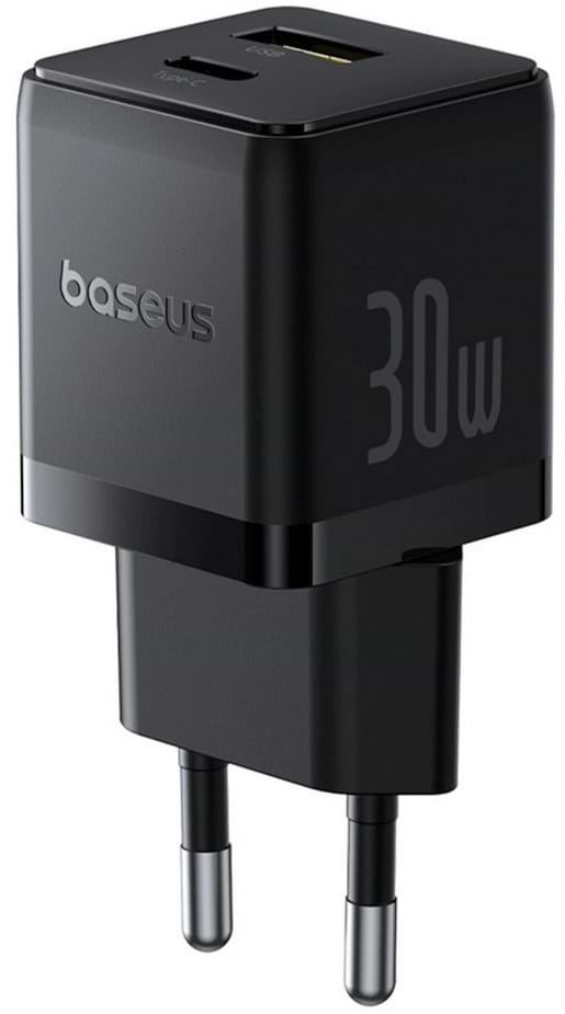 Мережевий зарядний пристрій Baseus Palm Fast Charger C+U 30W EU Cluster Black (P1011160A113-00) - Фото 1