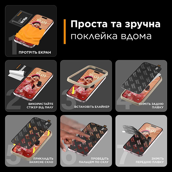 Фото - Захисне скло для смартфону PanzerGlass Privacy Screen Protector iPhone 15 Pro Ultra-Wide Fit w. EasyAligner (PG_P2810)