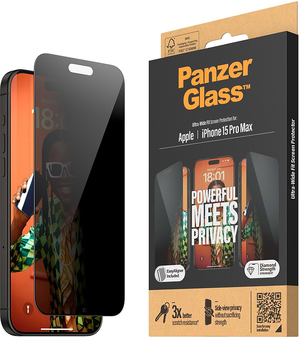 Фото - Защитное стекло для смартфона PanzerGlass Privacy Screen Protector iPhone 15 Pro Max Ultra-Wide Fit w. EasyAligner (PG_P2812) Фото - Защитное стекло для смартфона PanzerGlass Privacy Screen Protector iPhone 15 Pro Max Ultra-Wide Fit w. EasyAligner (PG_P2812)