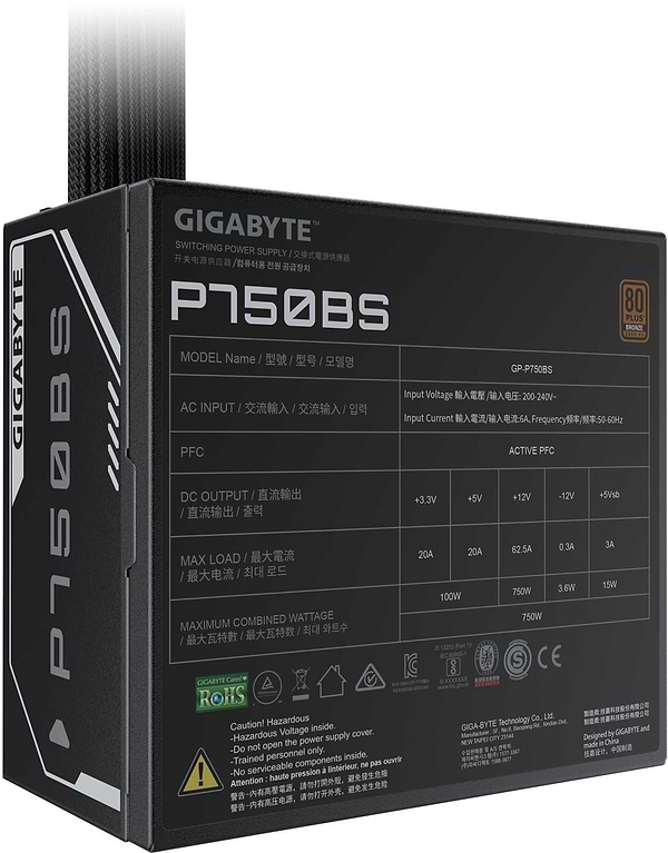Фото - Блок питания для ПК Gigabyte P750BS 750W 80+ Bronze (GP-P750BS)