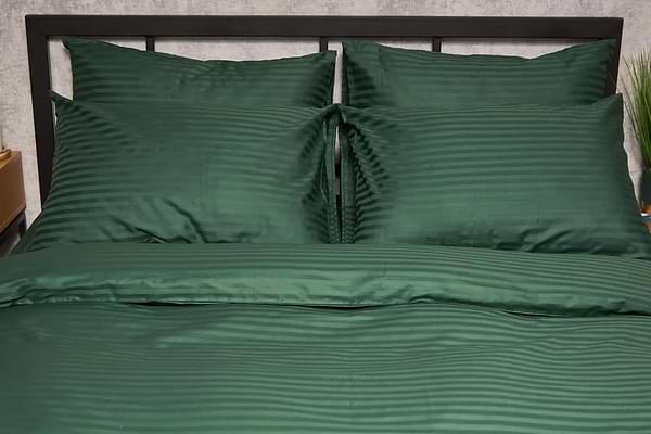 Фото - Комплект постільної білизни Moon&Star Satin Stripe «Stripe Verdant» King Size 220x240 см нав. 4х70х70 (MS-820005289)