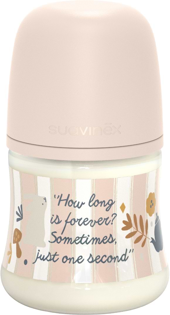Пляшка для годування Suavinex 150 мл фізіологічна соска повільний потік Wonderland рожева (308744)