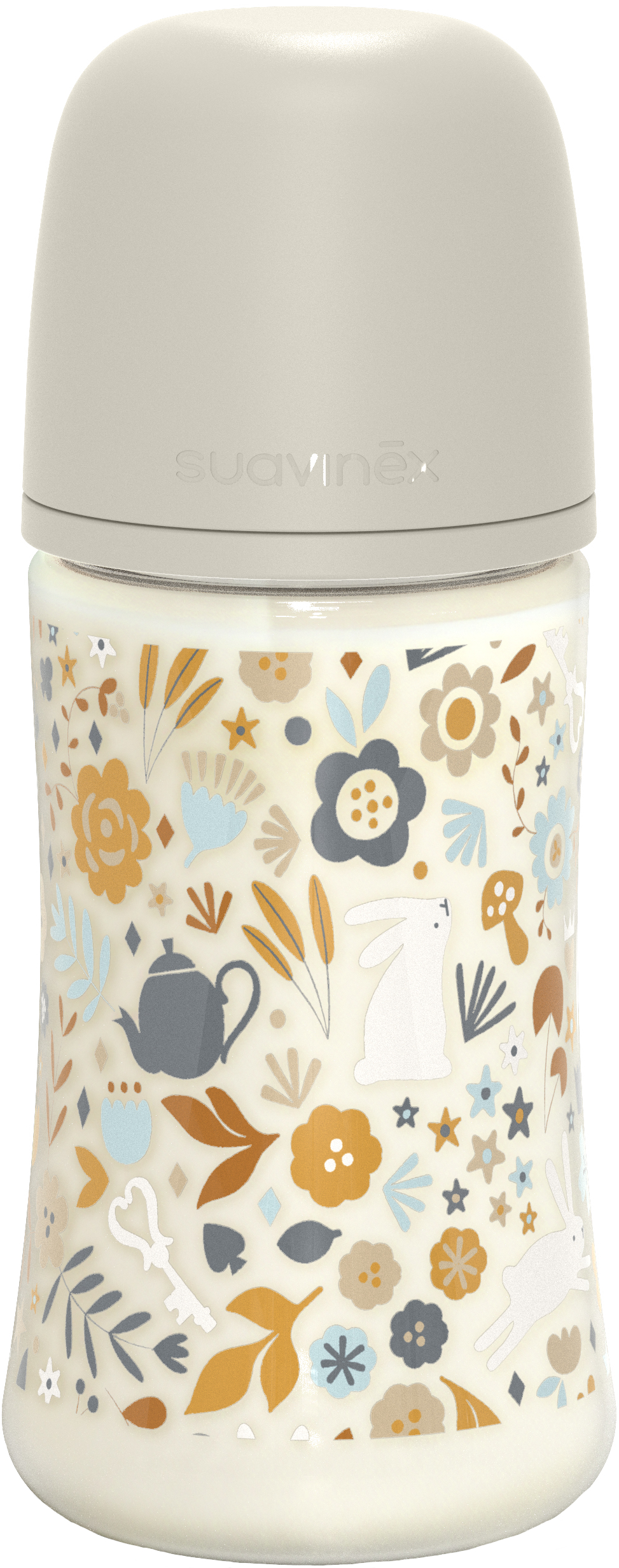 Бутылочка для кормления Suavinex 270 мл, физ. соска средний поток "Wonderland" белая (308747)