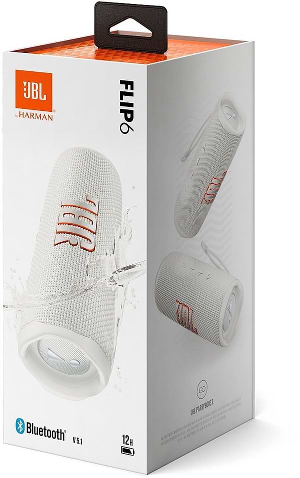 Фото - Портативна акустика JBL Flip 6 White (JBLFLIP6WHT)