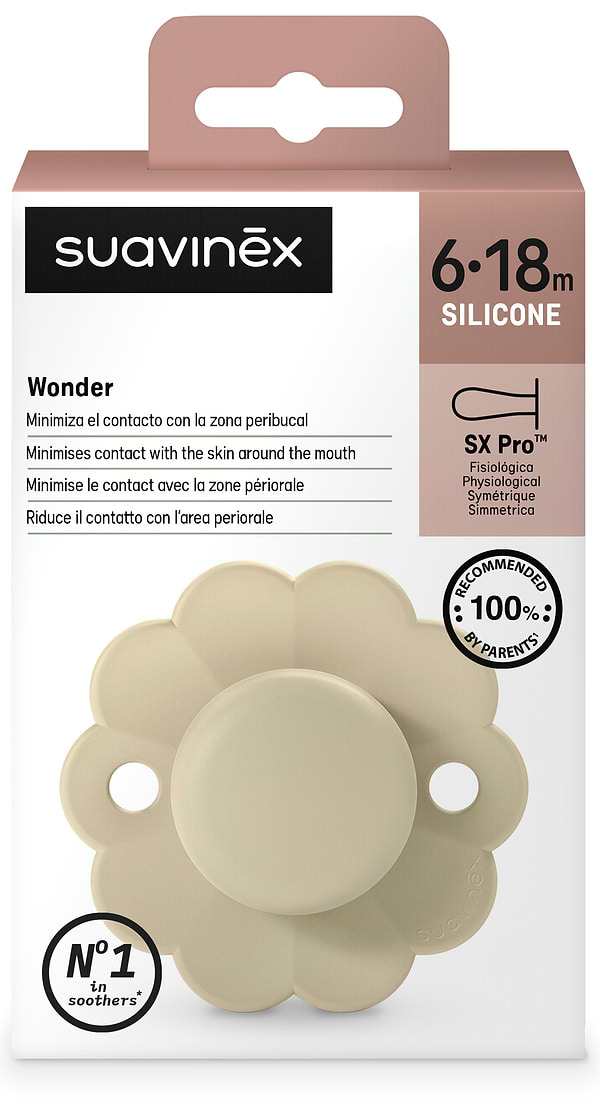 Фото - Симетрична пустушка Suavinex 6-18 міс. Wonder світло-жовта (308382)