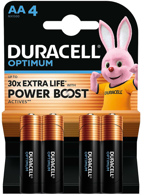 Фото - Батарейка тип AA Duracell LR06 KPD 04*10 OPTIMUM УП. 1X4 ШТ