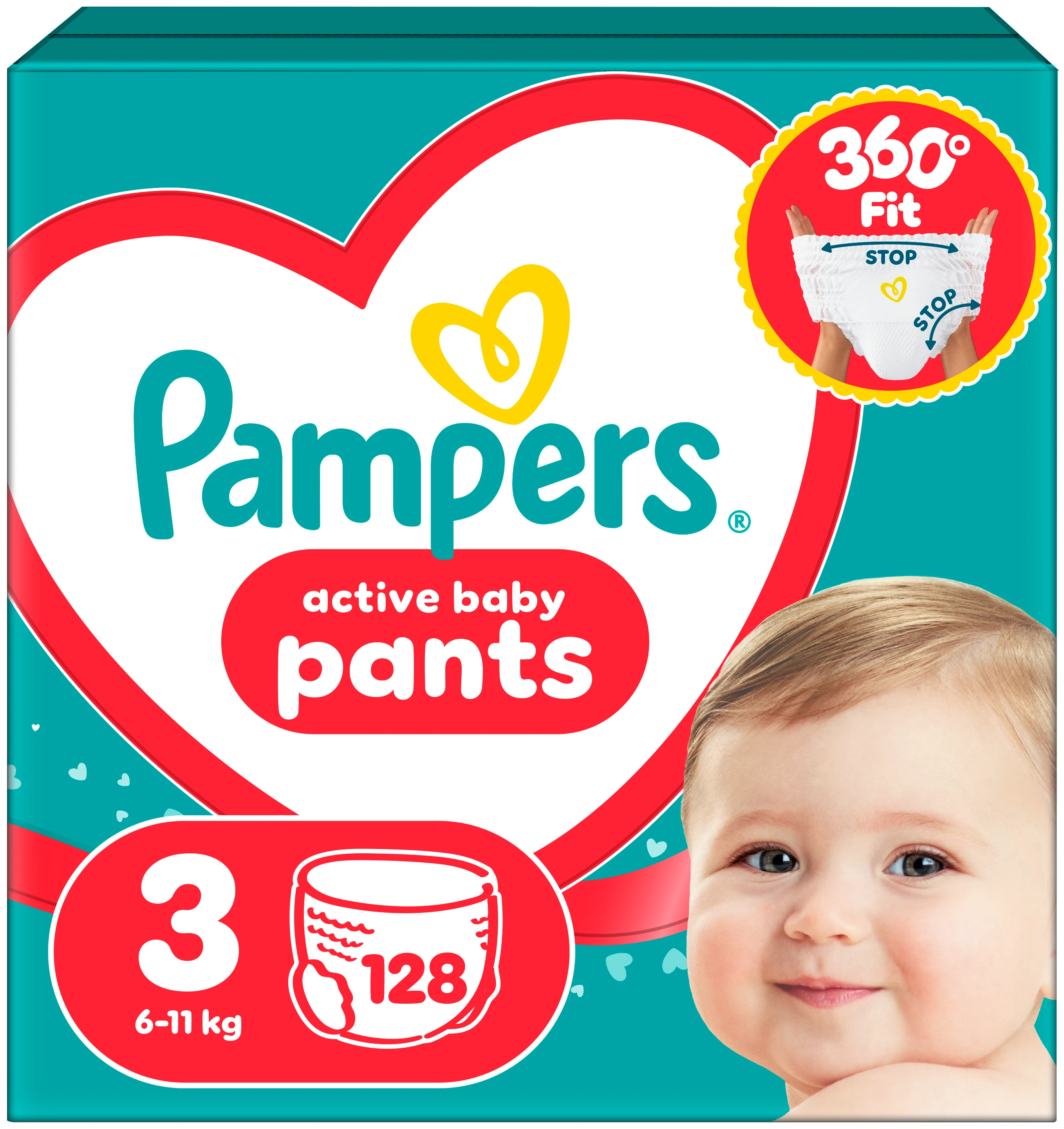 Одноразові підгузки-трусики Pampers Active Baby Розмір 3 (6-11 кг), 128 шт. (80751232)