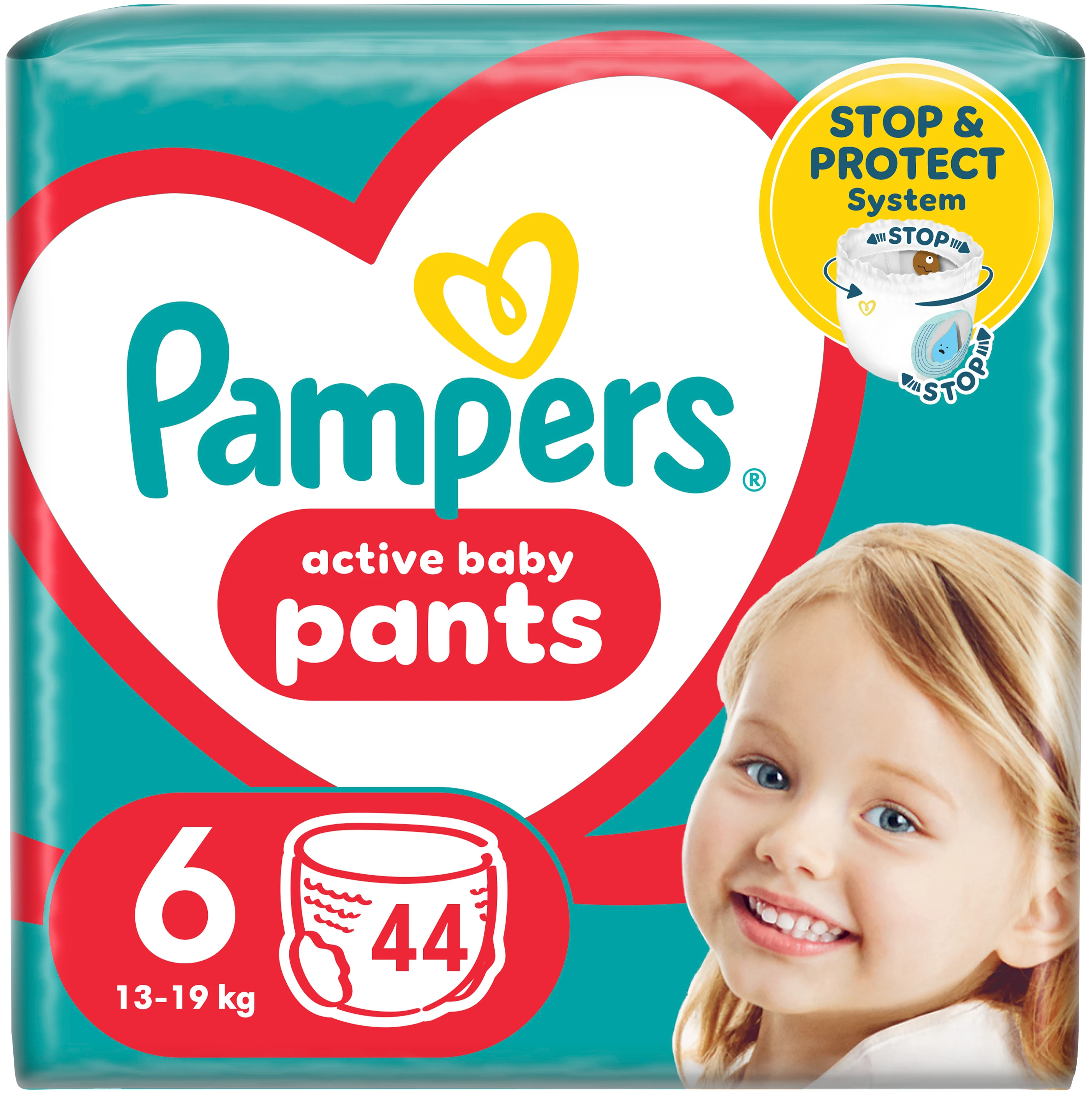 Одноразовые подгузники-трусики Pampers Active Baby Pants Размер 6 (13-19 кг) 44 шт. (80815113)