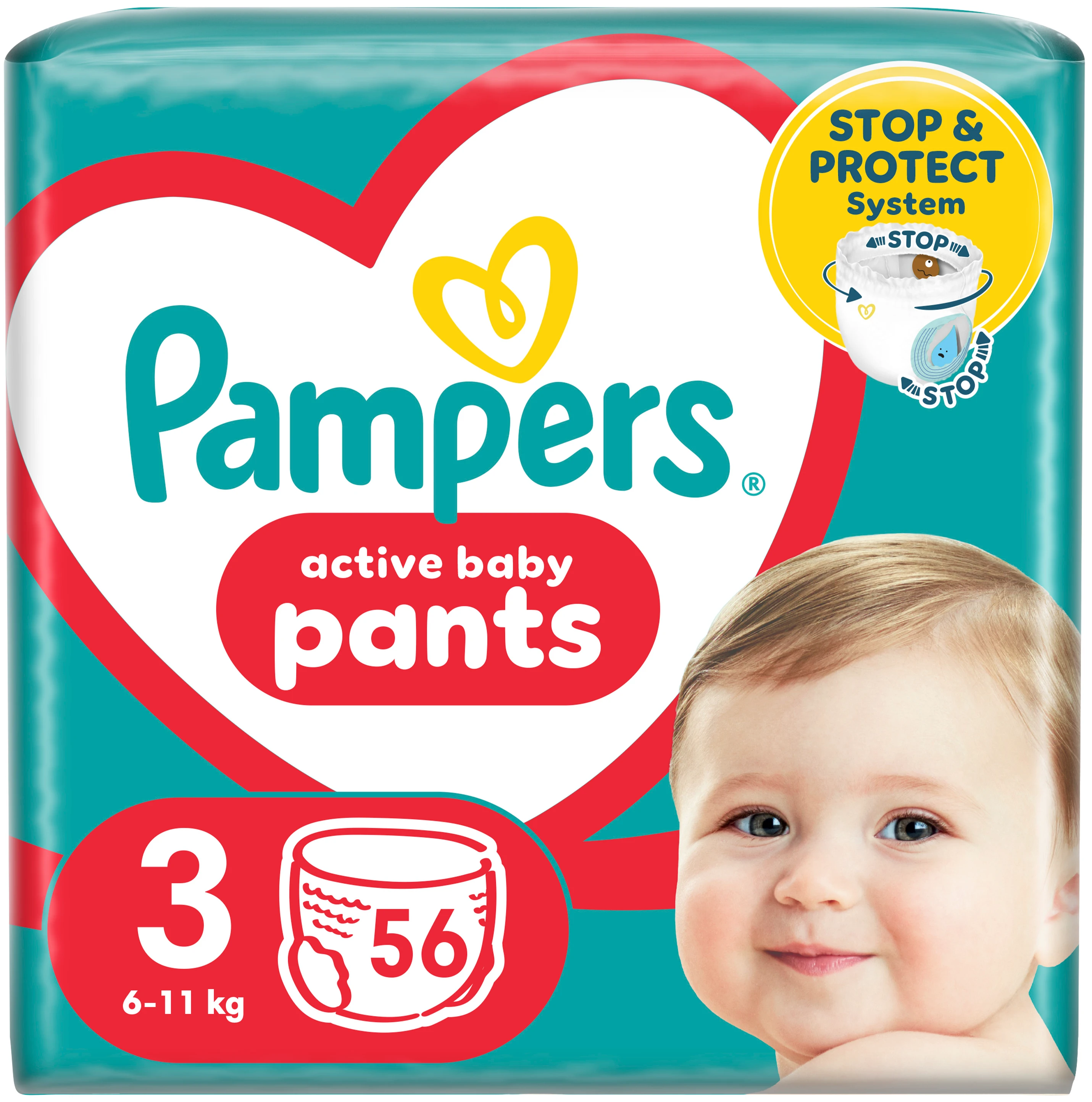 Одноразовые подгузники-трусики Pampers Active Baby Pants Размер 3 (6-11 кг) 56 шт. (80815158)