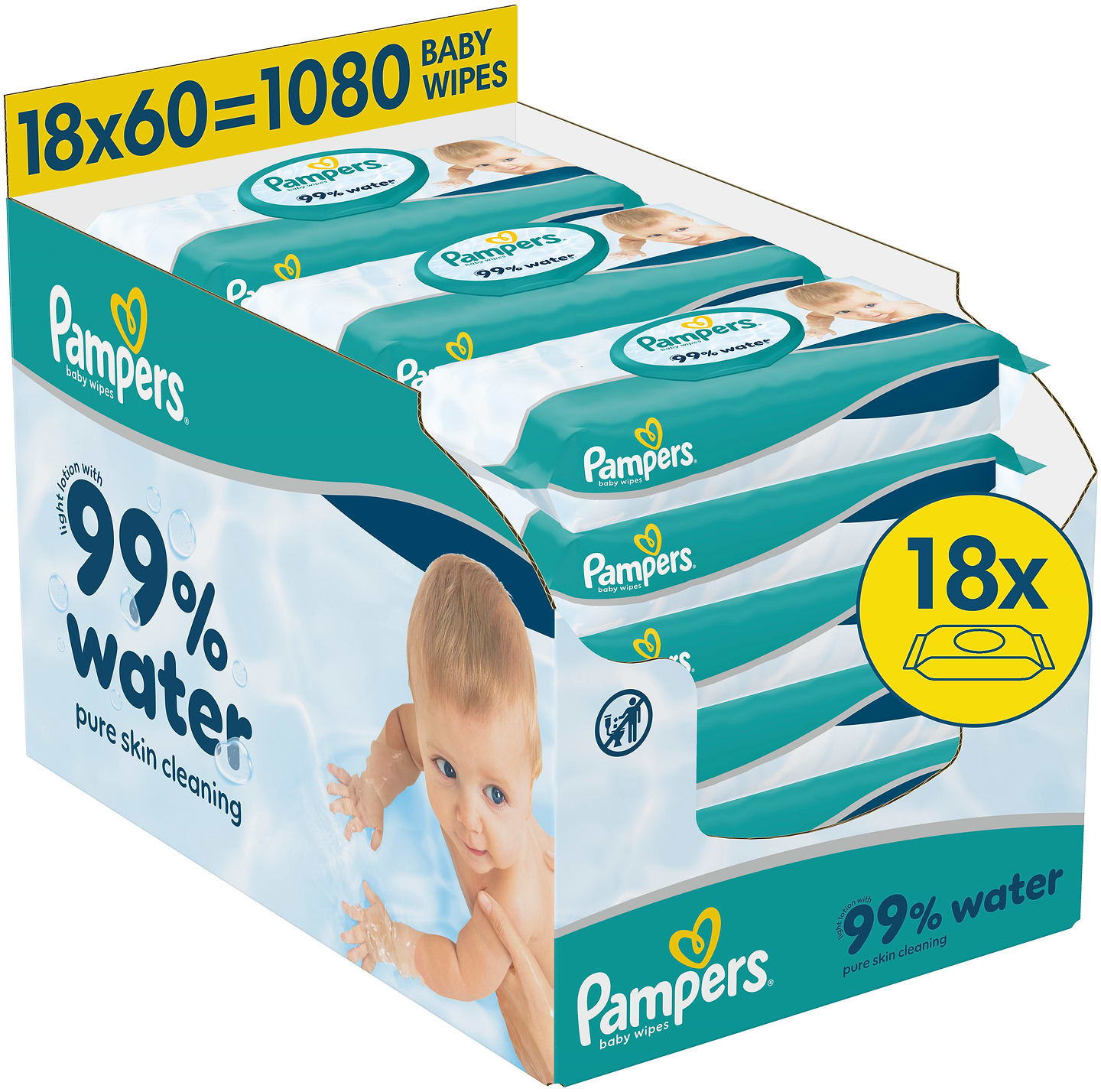 Серветки вологі для дітей Pampers 99% Water, 1080 шт (80871792)