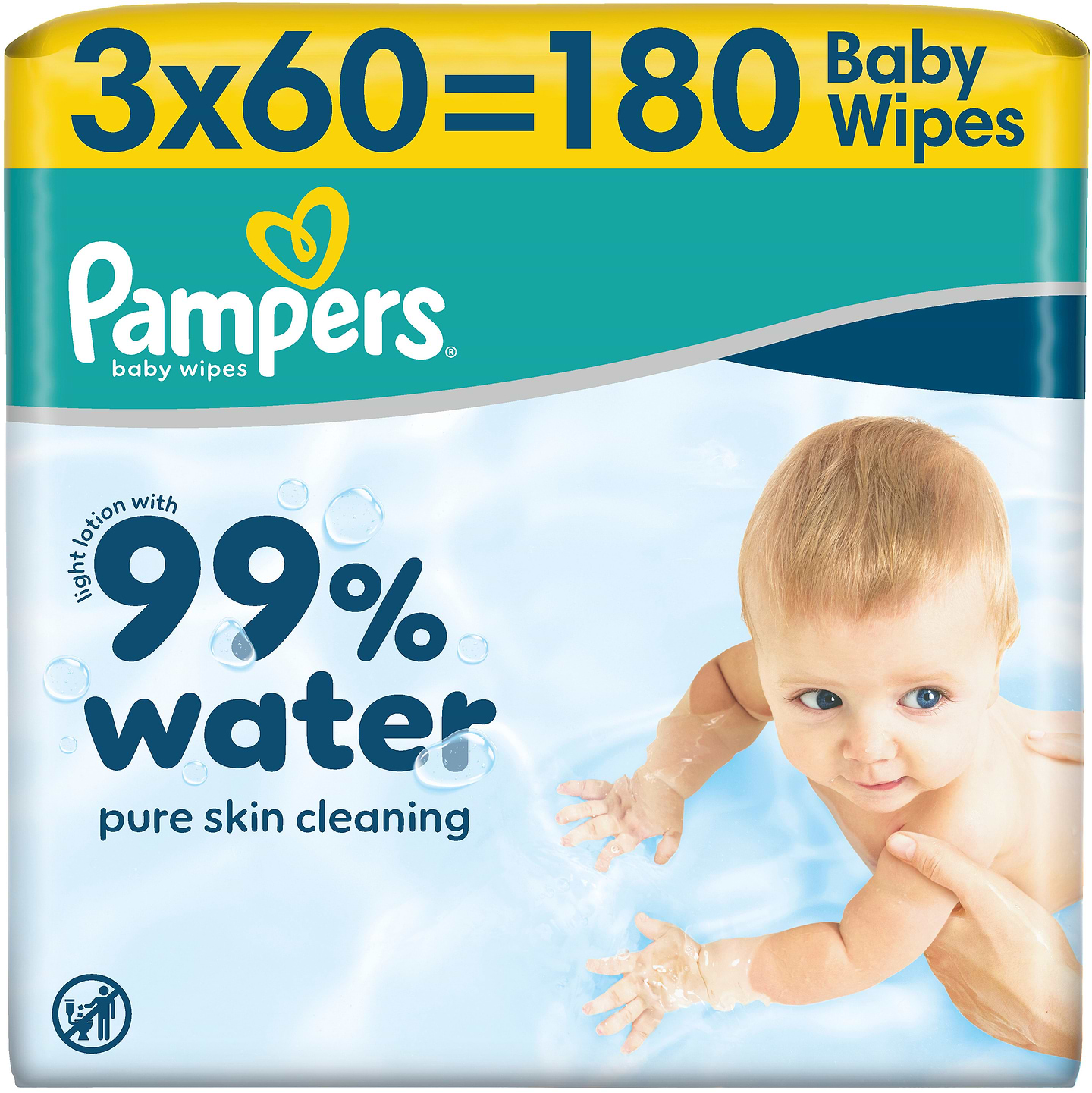 Салфетки влажные для детей Pampers 99% Water, 180 шт (80871788)
