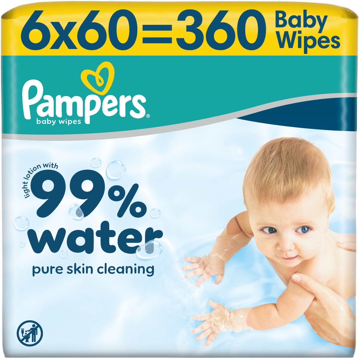 Серветки вологі для дітей Pampers 99% Water, 360 шт (80871797)