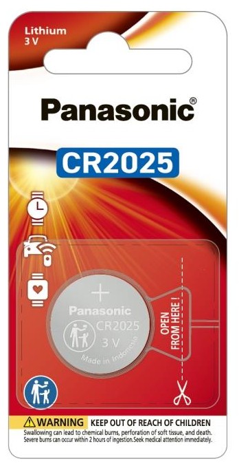 Батарейка тип CR2025 Panasonic Літієва, 1 шт. (CR-2025PT/1B)