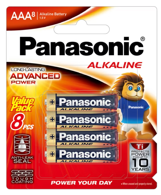 Батарейка тип AAA Panasonic Alkaline Power щелочная, 8 шт. (LR03T/8B)