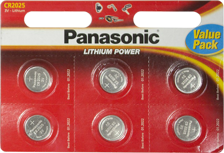 Батарейка тип CR2025 Panasonic CR 2025 BLI 6 LITHIUM