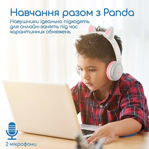 Фото - Навушники накладні бездротові Promate Panda.Bubblegum