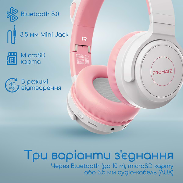 Фото - Навушники накладні бездротові Promate Panda.Bubblegum